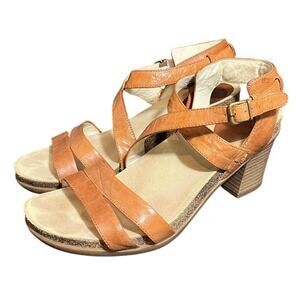 Abeo Biana Shoes Womens Size 8N Brown Leather Block Heel Strappy Sandals Comfort